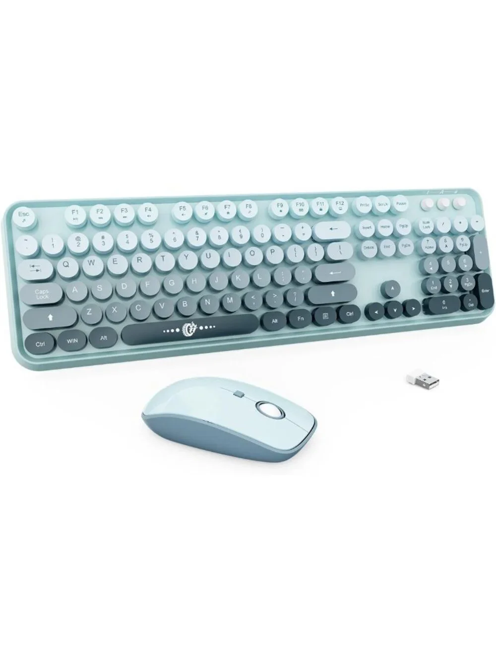 Colorful Retro Typewriter Wireless Keyboard & Mouse Combo, Plug & Play for